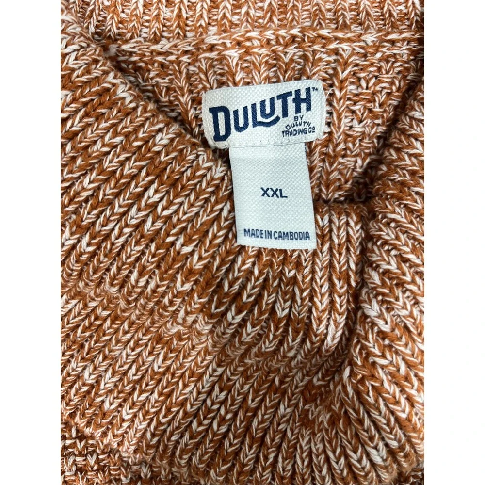 Duluth Trading Cowl Neck Sweater Women XXL Orange Marl Tunic Pockets Cotton Cozy